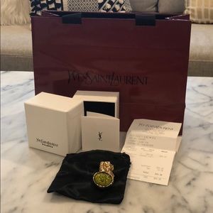 YSL  Rive Gauche “Arty” Green Crystal Ring size 7